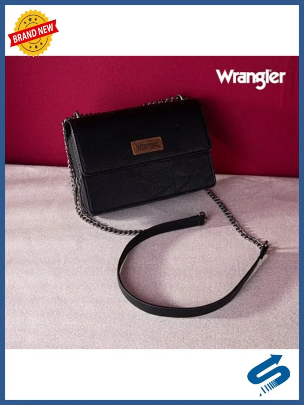 Vegan Leather Flap Crossbody Purse with Chain Strap